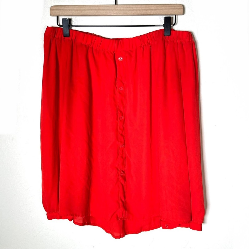 EUC Vince Camuto Red Button-Down off the shoulder Blouse sz M
